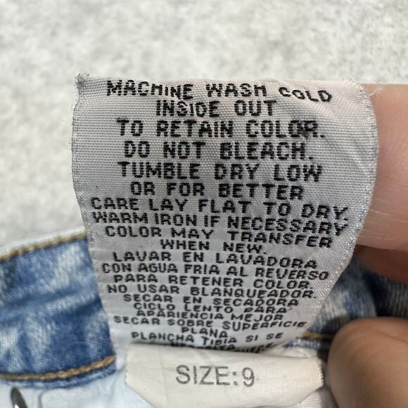 STS Blue Denim Cut-Off Shorts Junior WMNS 9 Light Acid Wash Frayed Hem Stretch - Picture 5 of 10